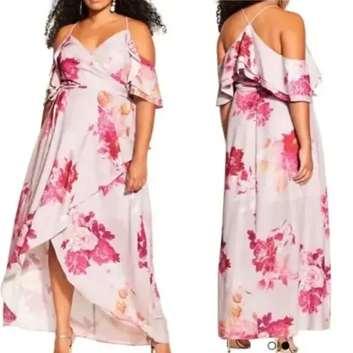 City Chic New! Sakura love maxi floral dress lilac/pink/magenta, plus size 22