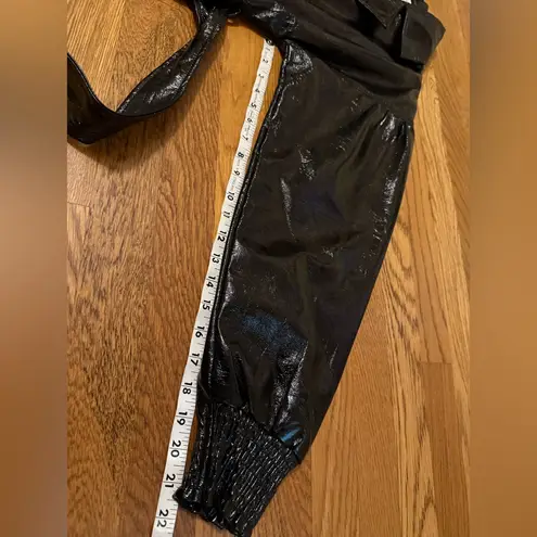 Black faux patent leather Belted Jacket size M Size M