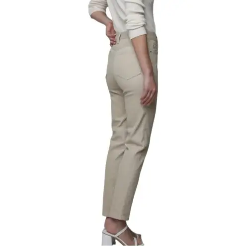 Oak + Fort Oatmeal Brown High Waisted Textured Straight Leg Minimalist Jeans 26