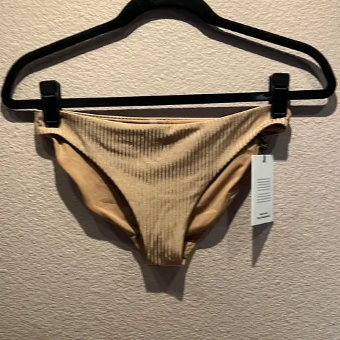 Vitamin A New Gold Taupe Ribbed Bikini Bottoms Size Small 6 NWT