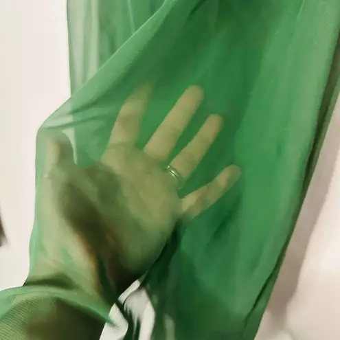 Lily White Sheer Emerald Green Racerback V-Neck Straps Mesh Mini Dress Size M