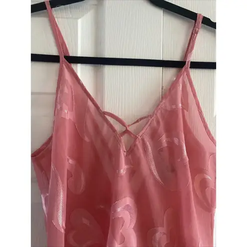 Morgan Taylor Intimates Small Pink Heart Night Semi Sheer Slip Dress Lingerie