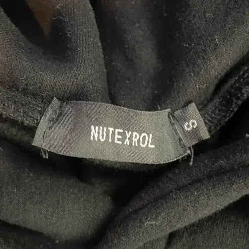 NUTEXROL Long Fleece Hooded Sweatshirt Dressing Black Size Small