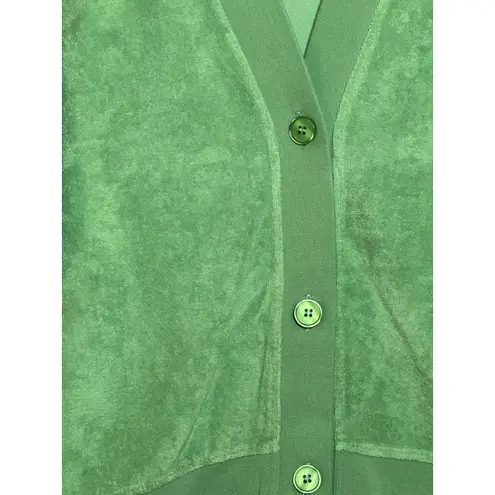 KULE Green Terry Bay Cloth Button Front Cropped Cardigan Sweater Women's Size L Size L