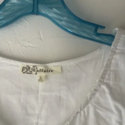 Laffaire Size Large White Cotton Cottage Peasant Boho Embroidered Top