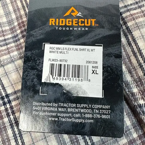 RidgeCut Shirt Womens Extra Large Beige Gray Plaid Flannel Work Country Rugged White Size XL - Image 5