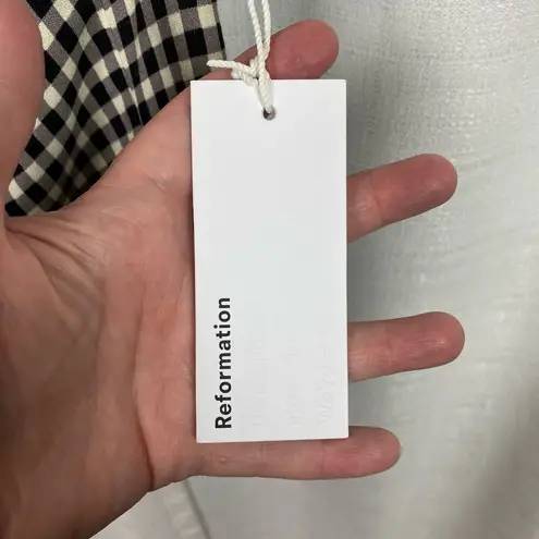 Reformation  Black&White Gingham Checked Larry Smocked Cami Top Sz.10 NWT