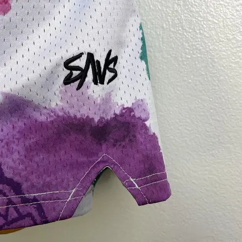 Savage Tacticians Shorts Womens Small Floral Multicolor Embroidered Gym Workout White