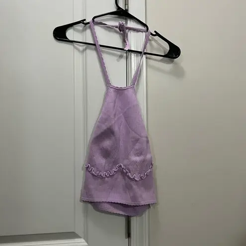 Self Portrait EUC Purple Knit Scallop Edge Halter Top Size Large $275