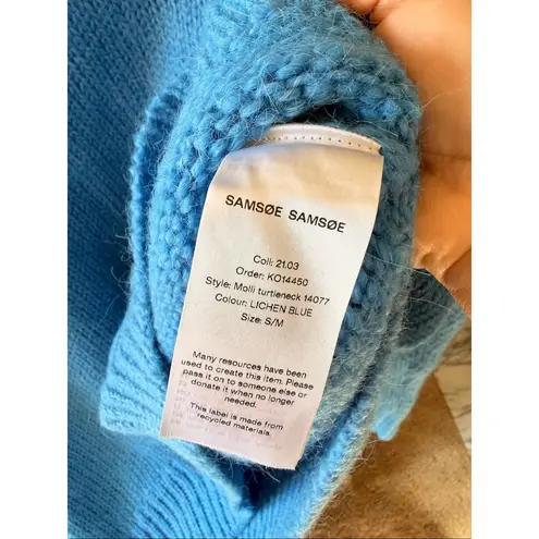 NWOT Samsoe Samsoe Molli Wool & Alpaca Blend Turtleneck Sweater in Lichen Blue S Size M