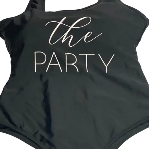 Boutique Black High Cut One Piece Swimsuit "The Party" Size Large