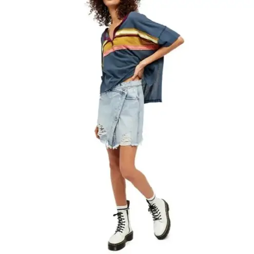 Free People NWT  Parker Wrap Denim Skirt