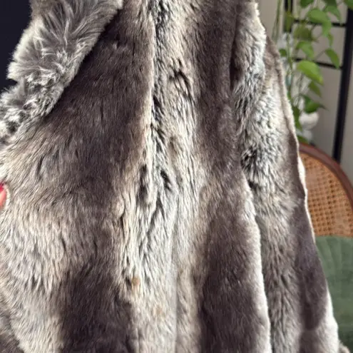 Vintage Le Coat Tissavel France Silvery Brown Cruella Open Front Faux Fur Coat Silver Size L