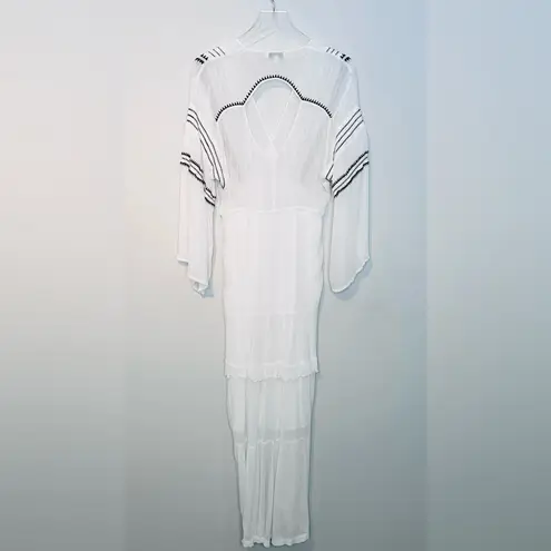 IRO Osprey White Ivory Gauze Embroidered Ruffle Maxi Dress