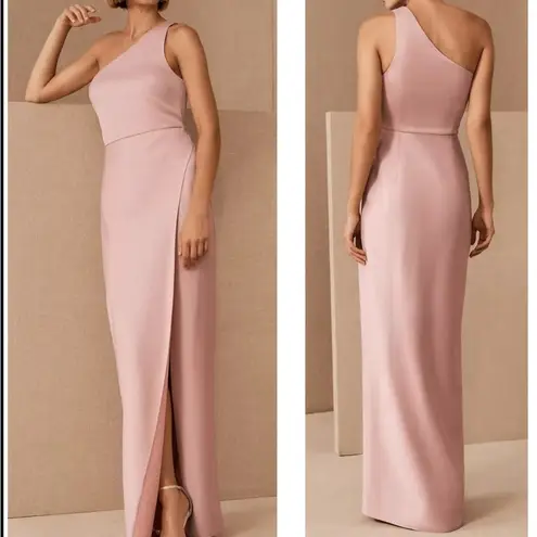 BHLDN Dylan Satin Charmeuse One Shoulder Maxi Dress in Pink