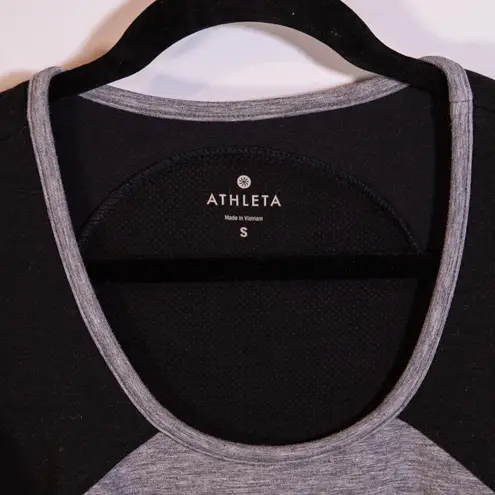 Athleta Fuse Scuba Ponte Stretch Black Gray Colorblock Mesh Midi Dress Small