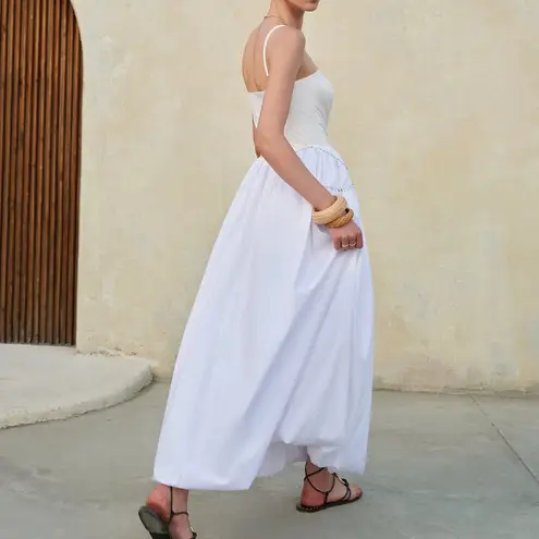 Commense Bubble Hem Spaghetti Strap Dress size small White