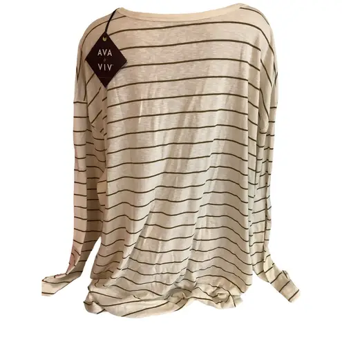 Ava & Viv  Striped Long Sleeve Top Size 4X New With Tags