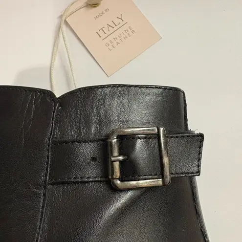 NWT Anna Lenci Black Leather Ankle Bootie Buckle Zipper Sleek Old Money Luxury Size 6