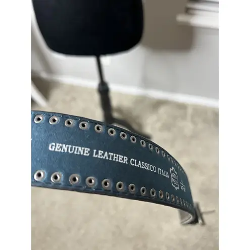 Vera Pelle Black Leather Belt Studded Distressed Sz large 36-38" Made in Italy