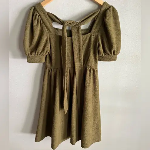 MINE boutique babydoll green puff sleeve square neck mini dress