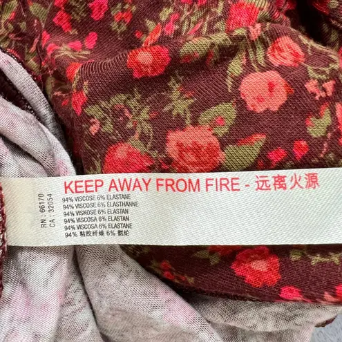 Free People Intimately Kaya Print Cutout Bodysuit Chocolate Combo Womens Medium Red