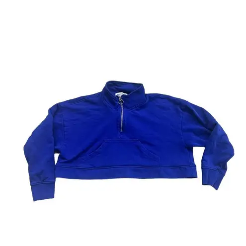 We Wore What cropped half zip hoodie in sapphire S