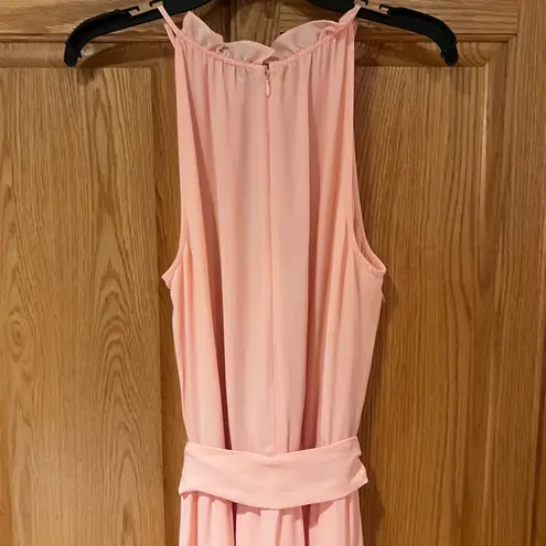 CeCe Halter Bodice Tiered Colorblock Maxi Dress Peach Orange Pink Size Medium