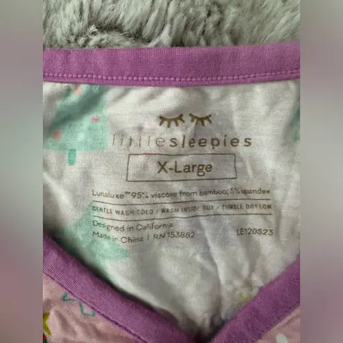 Little sleepies pink merry & bright Christmas holiday bamboo pajama set size XL
