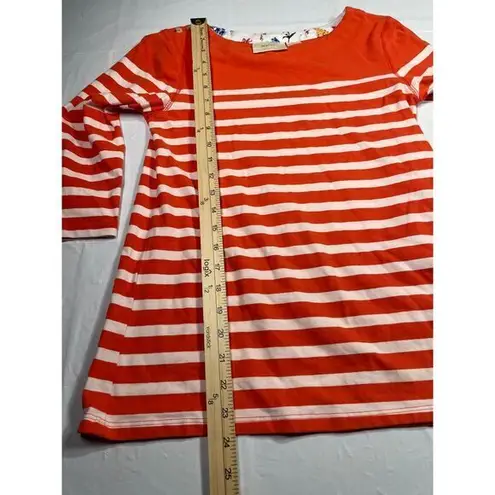 Maeve orange and White Striped 3/4 Sleeve Top Casual Nautical Style XS