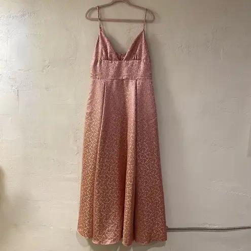 Sau Lee Ada Formal Maxi Gown in Pink Gold Floral Jacquard Size 14