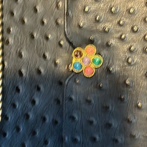 LOU – RAN ostrich print navy blue shoulder bag. New without tags. Beautiful bag.