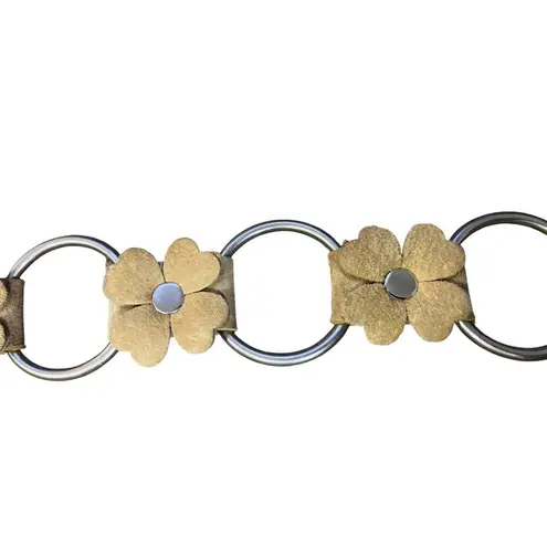 Retro Hippie Floral Suede Chain Belt Boho Festival Western Used Womens 38”