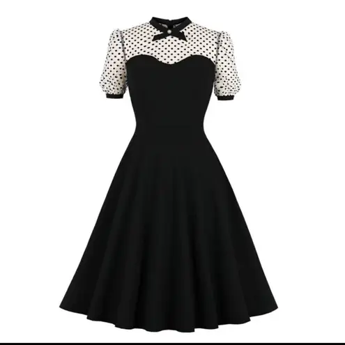 Women’s Black with Polka Dot Dress 1950’s Retro Style Size M NEW Size M