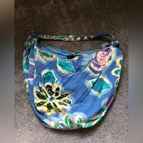 Jams World Vintage Floral Cotton Tie Tote Bag in Blue Tropical Floral One Size - Image 2