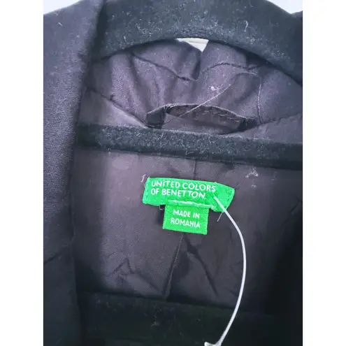 United Colors Of Benetton Benetton Black Wool 3-Button Blazer Jacket Large Corpcore Career Workwear