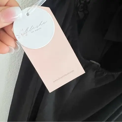 NWT Blashe Black Romper Lace Midriff Wide Leg Small