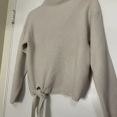 Rebecca Taylor wool tan knit high neck tie waist sweater size medium