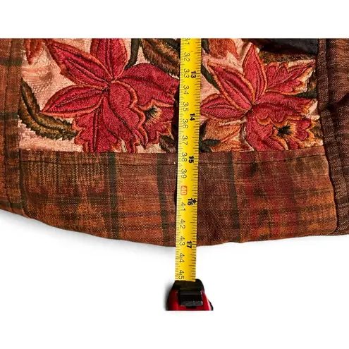 Handmade Boho Floral Embroidered Crossbody Bag Brown Red Patchwork Sling Purse