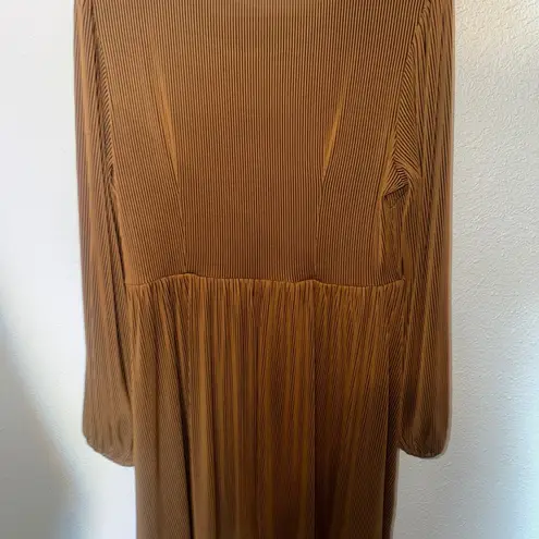 SheIn  Brown Long Sleeve Sundress with Bishop Sleeves