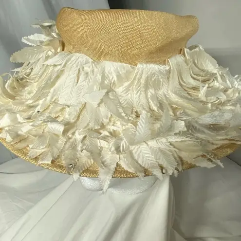 JACK Vintage  McConnell Boutique Womens Straw Faux Feathers Hat Costume Parties