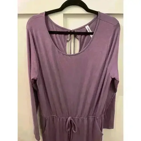 Zenana Outfitters Premium Long Sleeve Jersey Wide Leg Drawstring Waist Jumpsuit, 2X