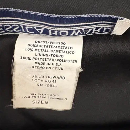 Jessica Howard Black Lace with Fringe Bottom Sleeveless Knee Length Dress Size 8