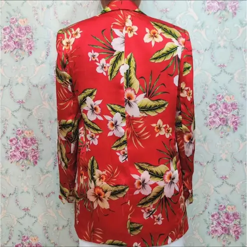 ZARA  Satin Floral Hawaiian Print Blazer Red/Green SIZE XS NEW