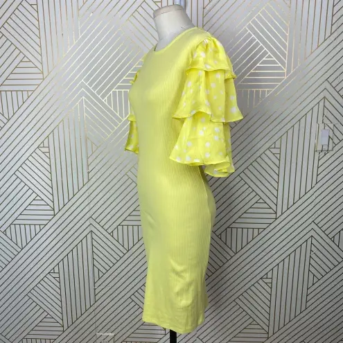 The Drop‎ @Jessicawang Polka Dot Ruffle Dress Lemon Yellow Size XS