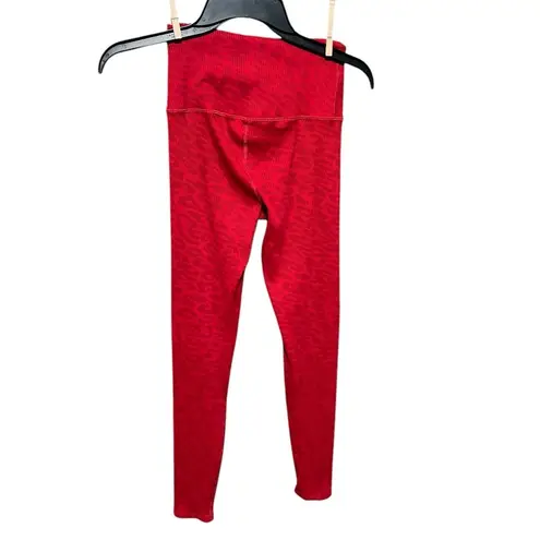 Carbon38 Red Pink Leopard Ribbed 7/8 Legging