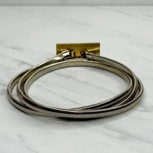 The Bar Vintage Gold Tone Buckle Coil Stretch Cinch Belt Size Large L XL