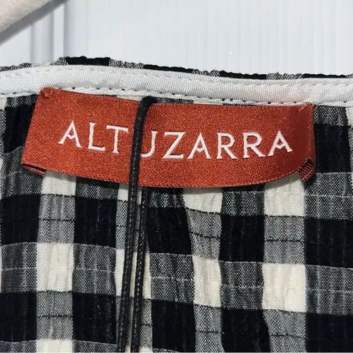 Altuzarra Himalia Gingham Plaid Dress Cotton Silk Womens Milkmaid 6 NEW *FLAW