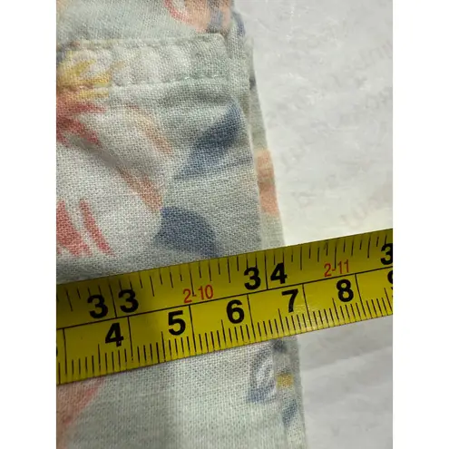 Faherty Isha Mini Dress Sky Coastal Floral Hemp Tencel Blend Pockets size xs Tan