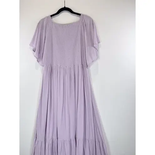 Baltic Born NWT Dress Purple Felicity Maxi Smocked V Neck Short Sleeve Flowy XL